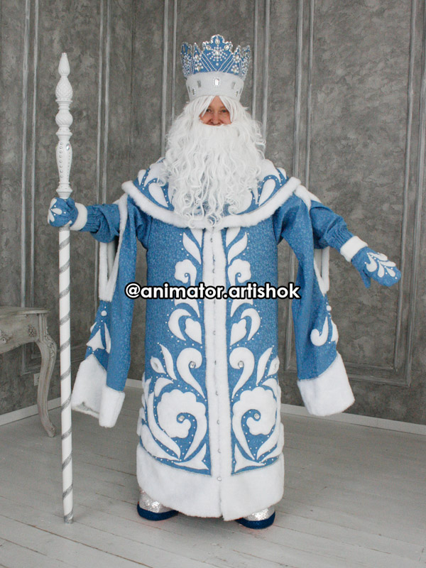 Дед Мороз Гребешок (голубой жаккард)