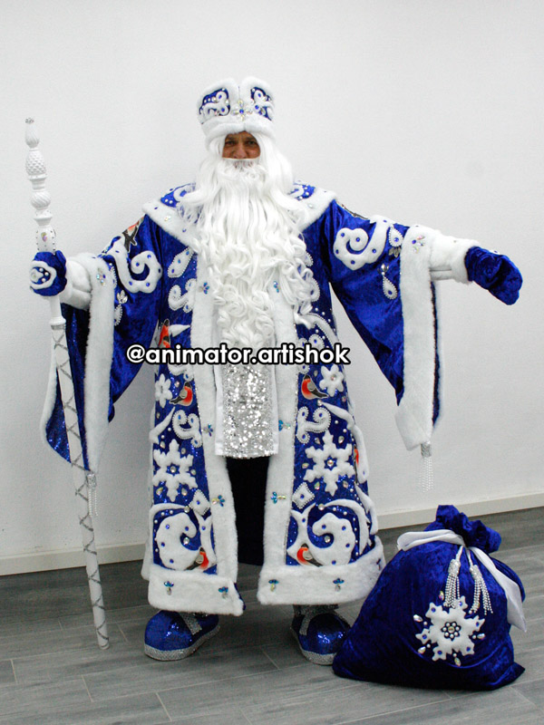 Дед Мороз Снегирь (синий бархат) от компании АРТ и ШОК