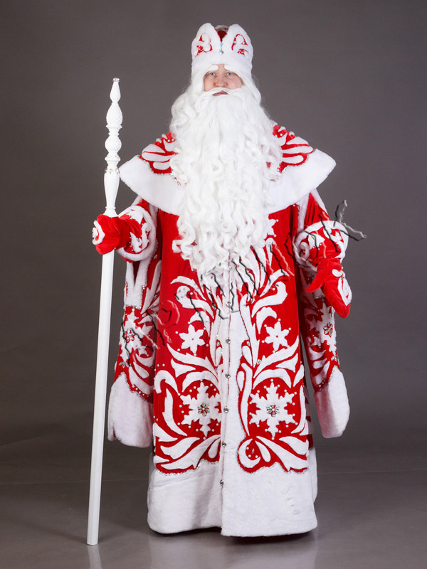 Дед Мороз Снежинка с меховым декором (красный бархат) от компании АРТ и ШОК