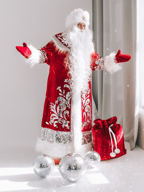 Дед Мороз Вихрь с зеркальным декором (красный бархат)