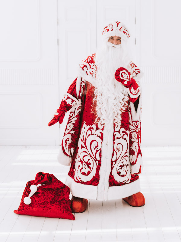 Дед Мороз Боярский красный креш бархат